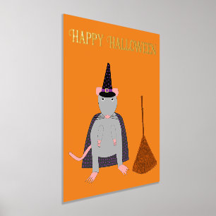 Impresión Metalizada =Personalizado de Halloween Witch Rat and Broom