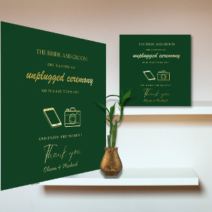 Impresión Metalizada Personalizado desenchufado Ceremonia Boda Rótulo G