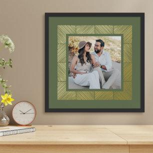 Impresión Metalizada Personalizado Green Herringbone Relieve metalizado
