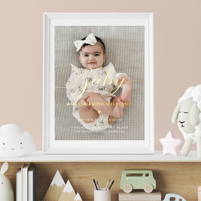 Impresión Metalizada Personalizado recién nacido Foto Bebé Guión y Esta (Subido por el creador)