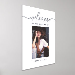 Impresión Metalizada Personalizado Script Boda de fotografía Rótulo de 