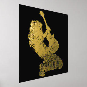 Impresión Metalizada Póster de guitarrista con lámina de oro