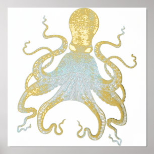 Impresión Metalizada Pulpo Decorativo 