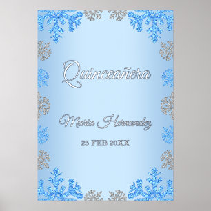Impresión Metalizada Quinceañera Ice Blue Silver Snowflake