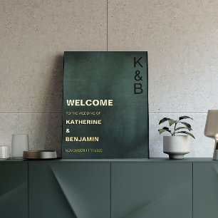 Impresión Metalizada Relieve metalizado dorado de bienvenida negro verd