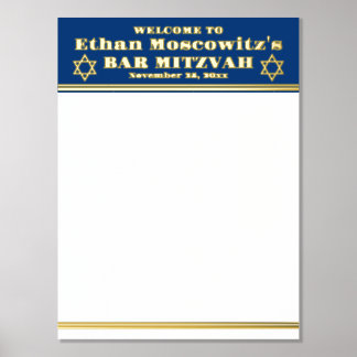 Impresión Metalizada Relieve metalizado dorado de la Marina, Bar Mitzva