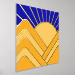 Impresión Metalizada Relieve metalizado dorado Resumen Paisaje Montañas<br><div class="desc">Se trata de un elegante diseño de paisaje abstracto retro boho con un verdadero acento de Relieve metalizado dorado. Tiene montañas abstractas amarillas y un brillante cielo azul cobalto y sol dorado. Este diseño único y luminoso es perfecto para un regalo personalizado o una nueva incorporación para alegrar el arte...</div>