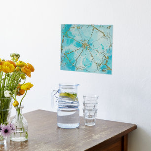 Impresión Metalizada Resumen azul y negro Flor moderna