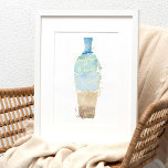 Impresión Metalizada Resumen del mensaje de la arena y el mar en una bo<br><div class="desc">Hermoso mensaje personalizado en la impresión de un Relieve metalizado de arte en la pared de botellas. El diseño incluye una botella de estilo vintage creada con pinceladas abstractas de color acuático en hermosos colores azul marino y tonos arena. La botella se puede personalizar con tu propio mensaje personalizado de...</div>