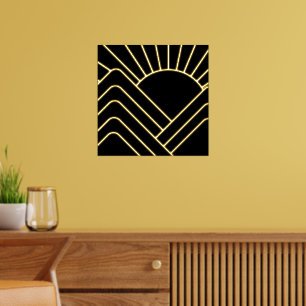 Impresión Metalizada Resumen del paisaje Art Decó Oro Negro