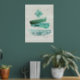 Impresión Metalizada Resumen moderno Estilo Boho Color de agua Verde n  (In Situ (Living Room 2))