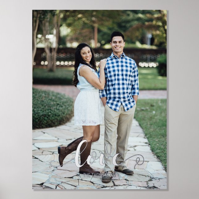 Impresión Metalizada Retrato vertical de amor por script (Anverso)