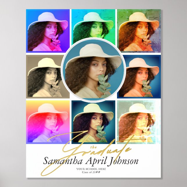 Impresión Metalizada Revista Pop Art Retro Diptych Graduation Photo (Anverso)