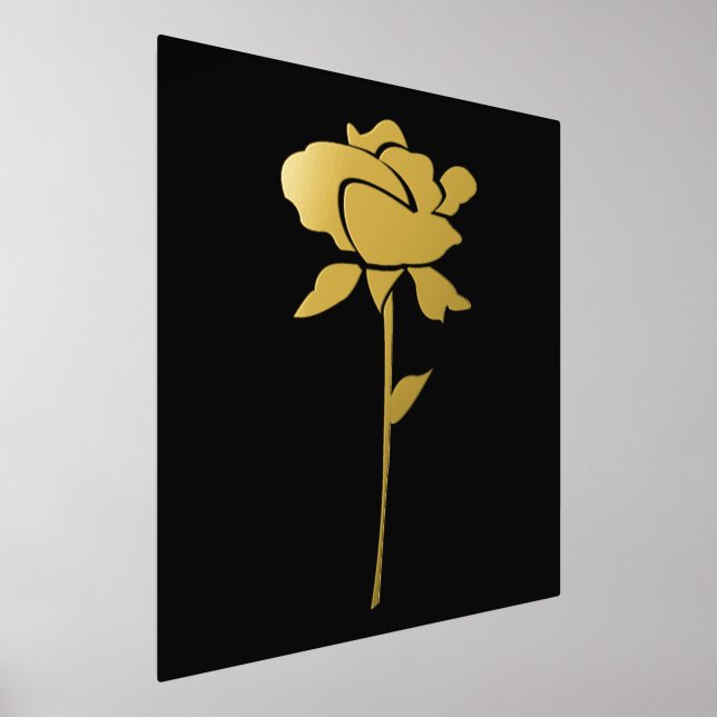 Impresión Metalizada Rosa floral oro oro primavera negro dorado (Distribución)