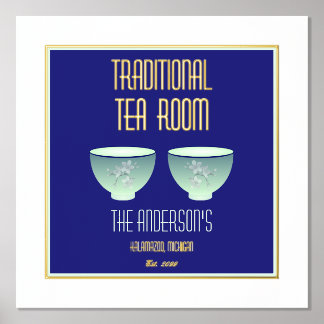 Impresión Metalizada Rótulo De Té Room Con Acentos De Texto De Relieve 