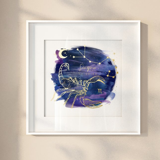 Impresión Metalizada Rótulo Escorpio de la fecha de nacimiento del Pers (Subido por el creador)