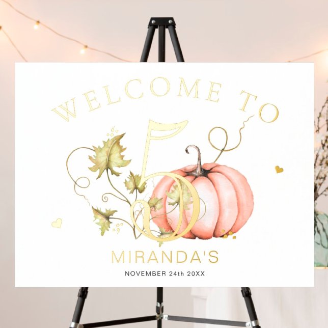 Impresión Metalizada Rótulo número de cumpleaños de calabaza de otoño (I wish happiness!)