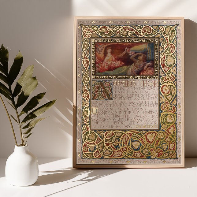 Impresión Metalizada Rubaiyat de Omar Khayyam ilustra verso de oro (Subido por el creador)