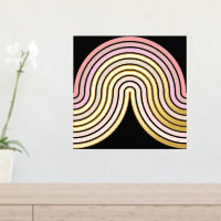 Rubor Pink Abstract Wave Lines Art Pattern Gold