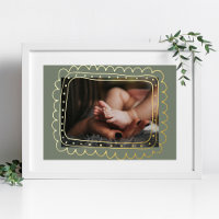 Sage GREEN Modern GOLD Doodle frame Photo