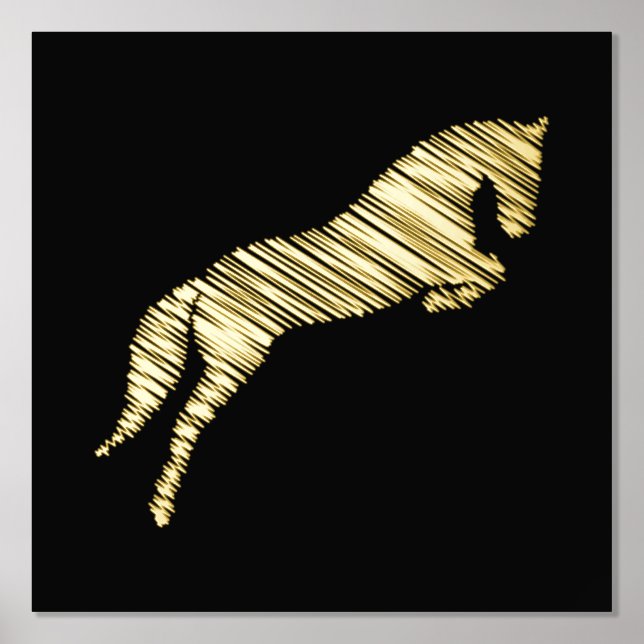 Impresión Metalizada Saltando Caballo | Caballo Scribble | Entrenador d (Anverso)