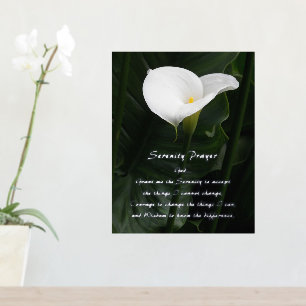 Impresión Metalizada Serenity Prayer White Calla Lily Floral