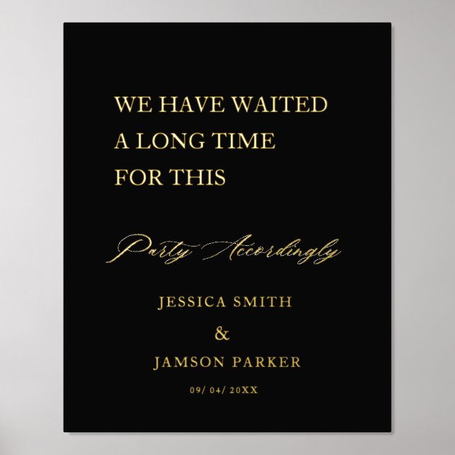 Impresión Metalizada Signo de bienvenida Boda fiesta (Anverso)