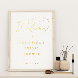 Impresión Metalizada Signo de bienvenida de evento de script de Relieve