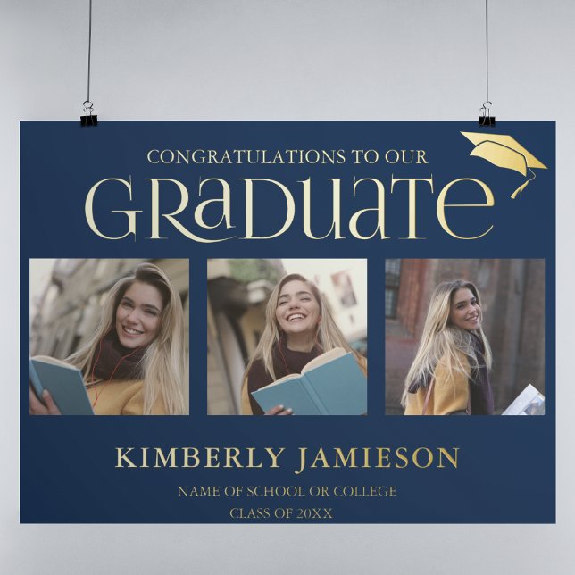 Impresión Metalizada Signo de bienvenida de graduación de fotos Gold Pu (Subido por el creador)