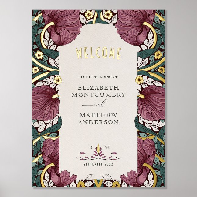 Impresión Metalizada Signo de bienvenida del Boda Pimpernel William Mor (Anverso)