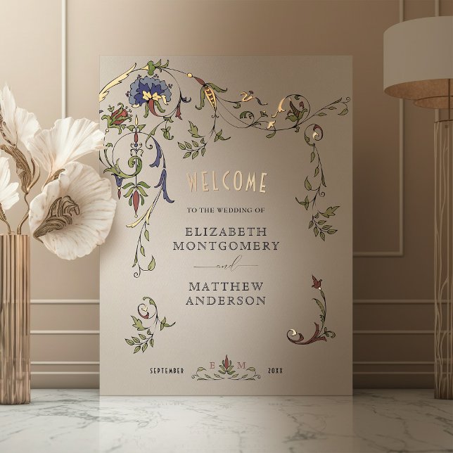 Impresión Metalizada Signo de bienvenida dorada Boda de ornamento medie (Subido por el creador)