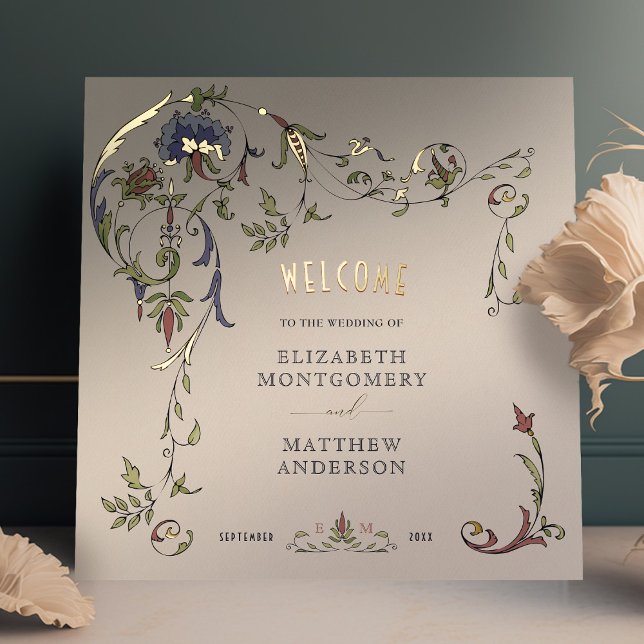 Impresión Metalizada Signo de bienvenida dorada Boda de ornamentos vict (Subido por el creador)