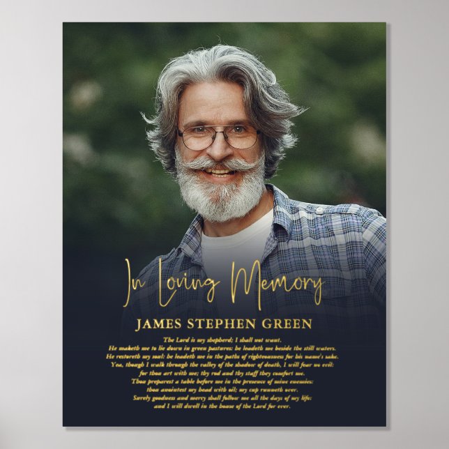 Impresión Metalizada Simple En La Memoria De Amo Psalm Memorial Photo (Anverso)