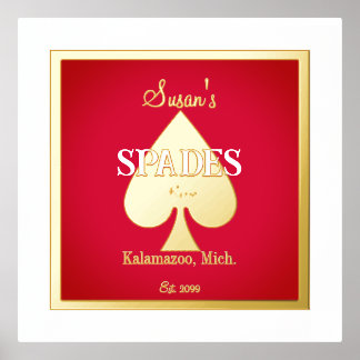 Impresión Metalizada Spades Card Game Room Accent Relieve metalizado