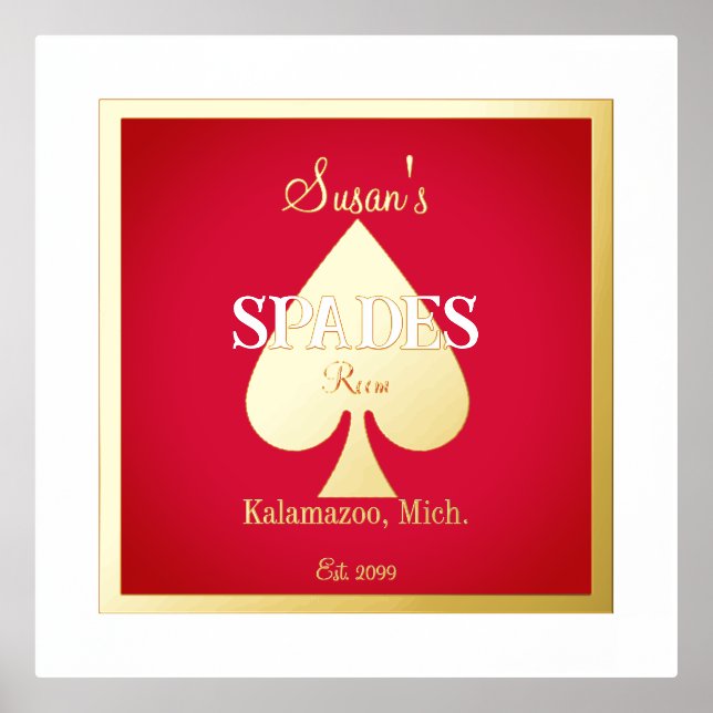 Impresión Metalizada Spades Card Game Room Accent Relieve metalizado (Anverso)