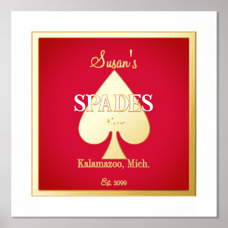Impresión Metalizada Spades Card Game Room Accent Relieve metalizado