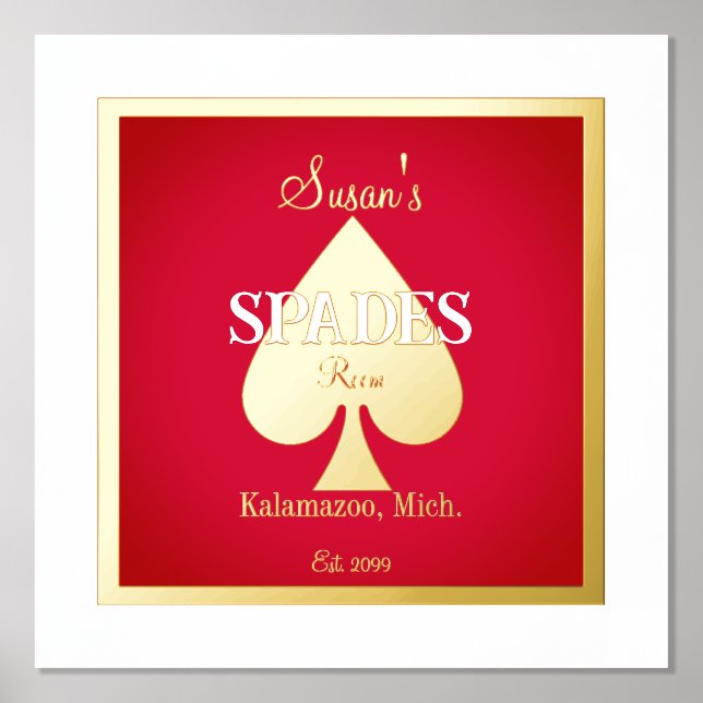 Impresión Metalizada Spades Card Game Room Accent Relieve metalizado (Anverso)