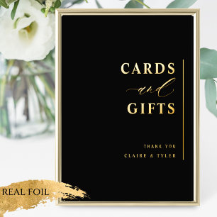 Impresión Metalizada Tarjetas y regalos Rótulo negro y real de Boda de 