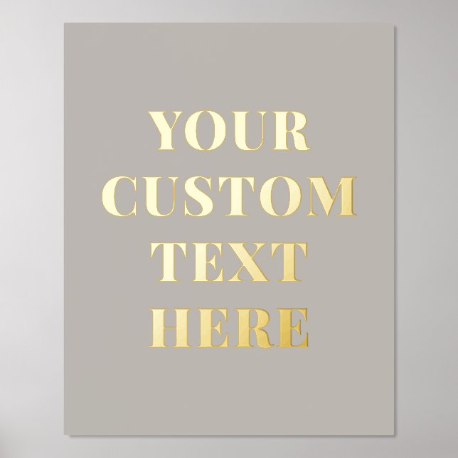Impresión Metalizada Taupe de texto Personalizado elegante (Anverso)