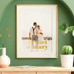 Impresión Metalizada Tipografía de escritura en negrita moderna nombres<br><div class="desc">Moderna tipografía de escritura negrita nombres boda foto,  boda perfecto para recién casados!</div>