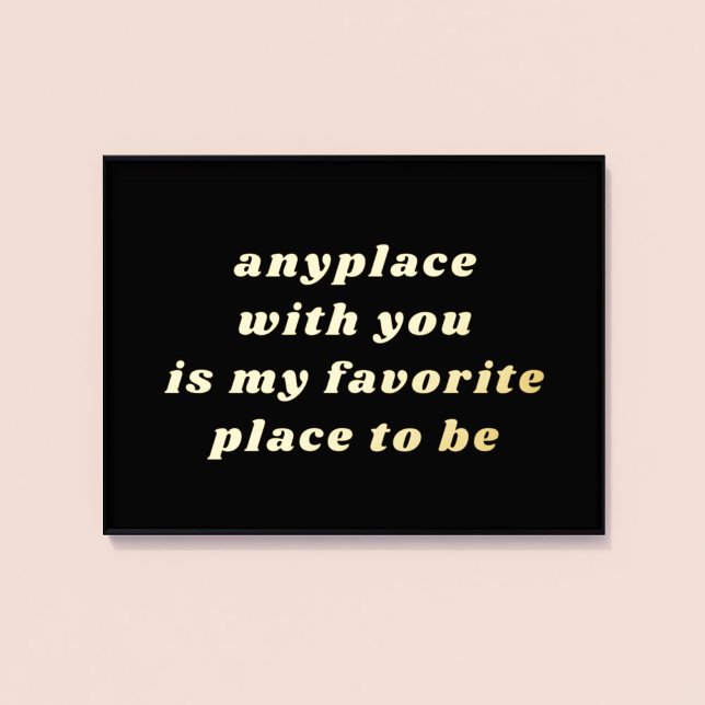 Impresión Metalizada Tipografía moderna dulce negro romántico + oro (Modern Typography Sweet Romantic Black + Gold Foil Print)