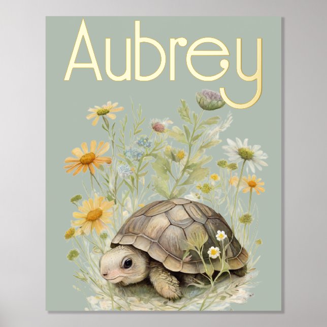 Impresión Metalizada Tortuga Cuta Con Nombre (Anverso)