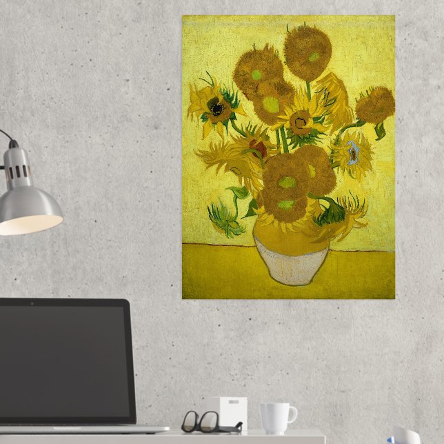 Impresión Metalizada Van Gogh - girasoles, cuarta versión, repetición (In situ (Escritorio 2))