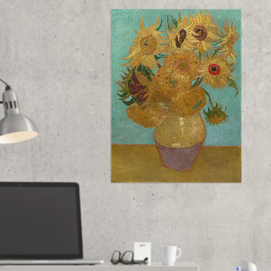 Impresión Metalizada Van Gogh - girasoles, tercera versión, repetición