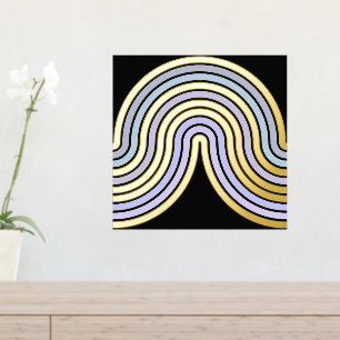 Impresión Metalizada Violet Blue Abstract Wave Lines Art Pattern Gold