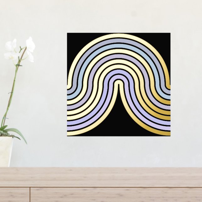 Impresión Metalizada Violet Blue Abstract Wave Lines Art Pattern Gold (In Situ (Mesa de entrada))