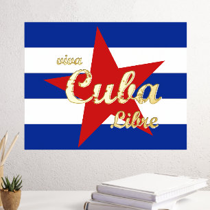 Impresión Metalizada Viva Cuba Libre, La Habana, Fidel Castro, Che Guev