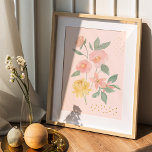 Impresión Metalizada Watercolor Pink Yellow Floral Botanical Polka Dot<br><div class="desc">Elegant and beautiful floral and abstract gold foil polka dot foil print. Features our hand-painted watercolor color floral arrangement of beautiful pink and yellow floral blooms. Abstract polka dot accents with gold foil add an elegant look. This a beautiful print to add a luxury look to your home decor. Design...</div>
