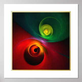 Impresión Metalizada Yin Verde Rojo Yang Patrón de arte abstracto moder