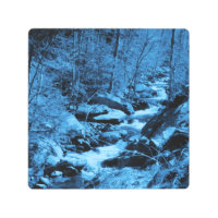 Impresión Metalizado de arte con brotes azules